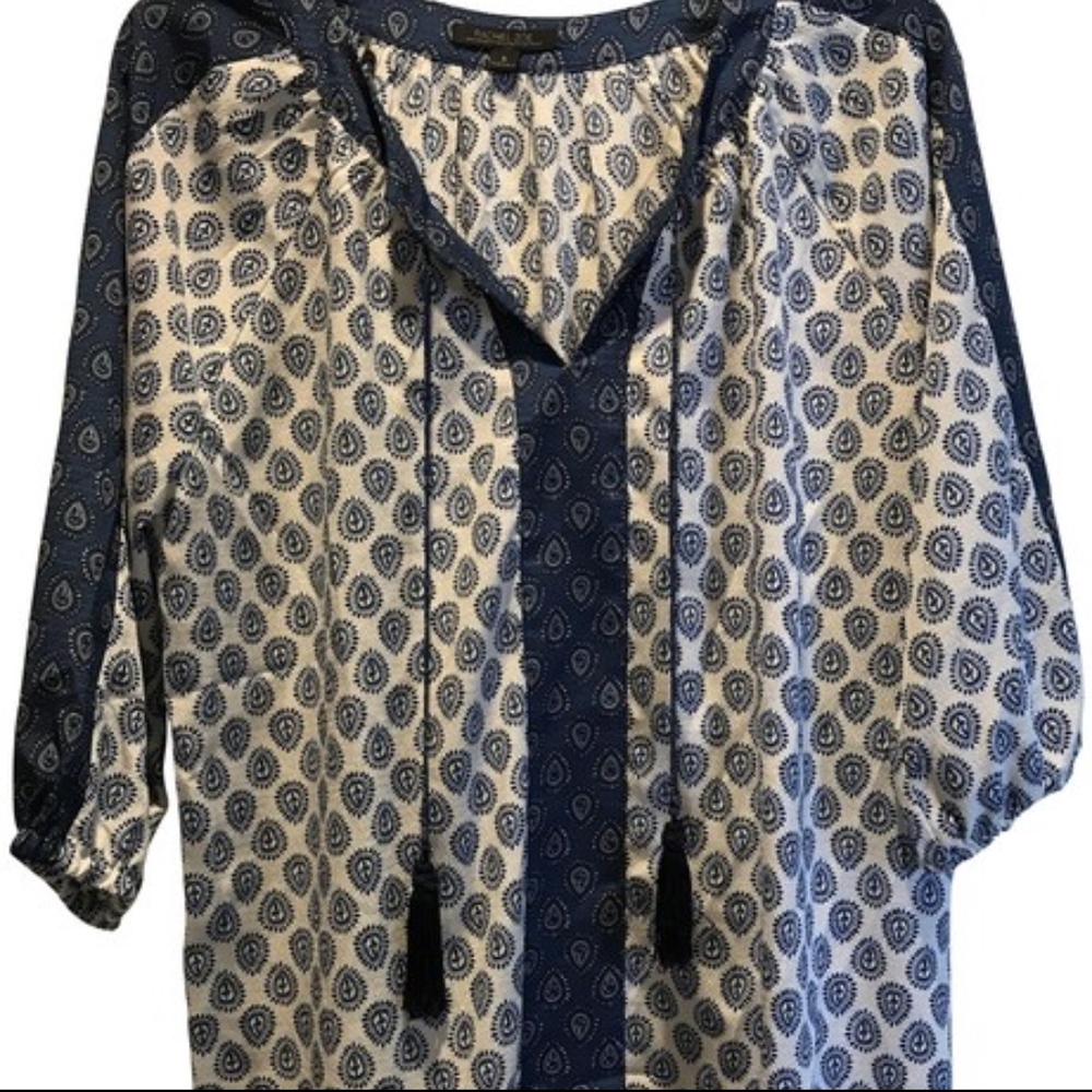 Rachel Zoe Blue Paisley Tasseled Maternity Tunic